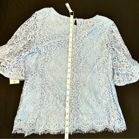 Nanette Lepore Lace Overlay Blouse - NWT Blue XS - Picture 10 of 12
